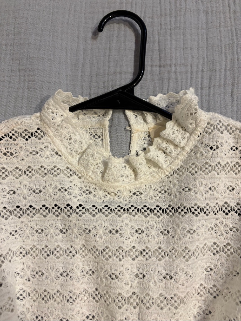 Sezane Lace Long-Sleeve High Neck Top - white xs - 2 - 34